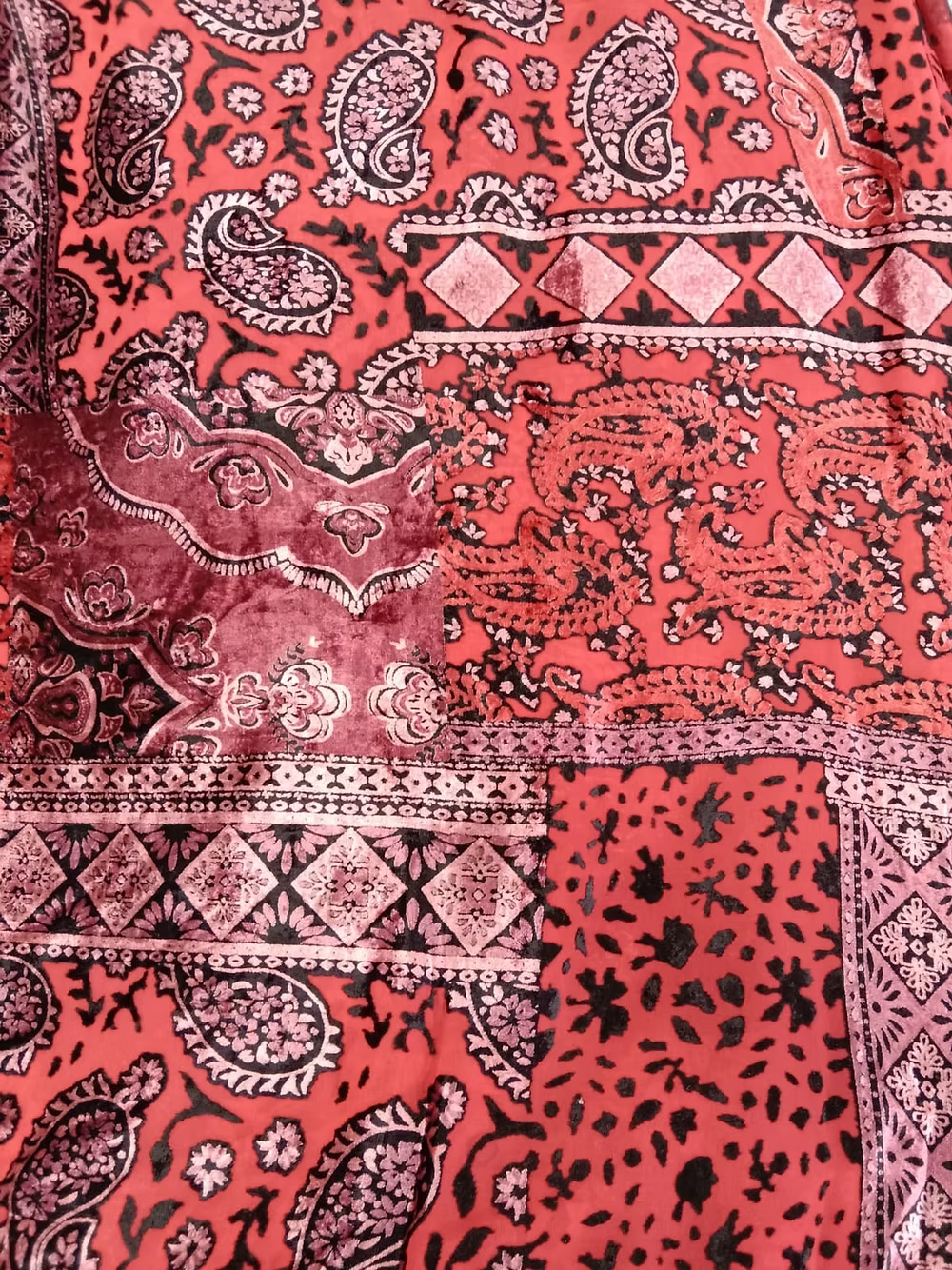 Vintage Red Boho Patch Print